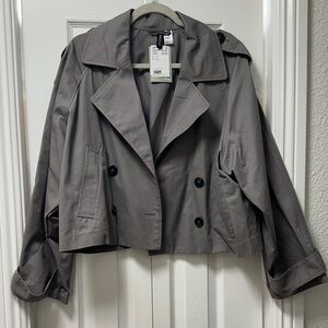 Divided Gray Double-Breasted Trench Coat
